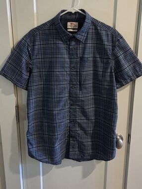 Fjallraven Short-Sleeve Vented Abisko Hiking Shirt Navy & Blue - Regular-Fit XL
